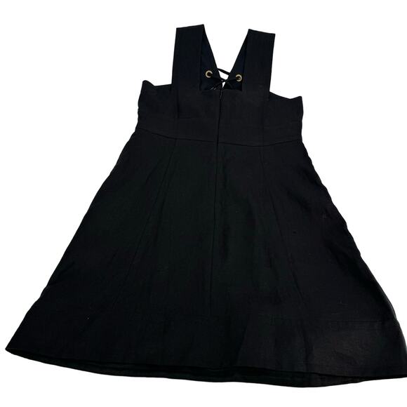 J.Crew J. Crew Lace-up Front‎ Structured Linen Mini Dress Black Size 14 - Picture 7 of 8